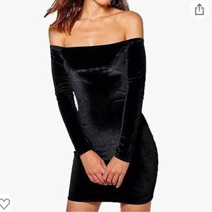 NWT Lily Rosie Girl Black Velvet Off Shoulder Dress, Women’s Size Large Goth